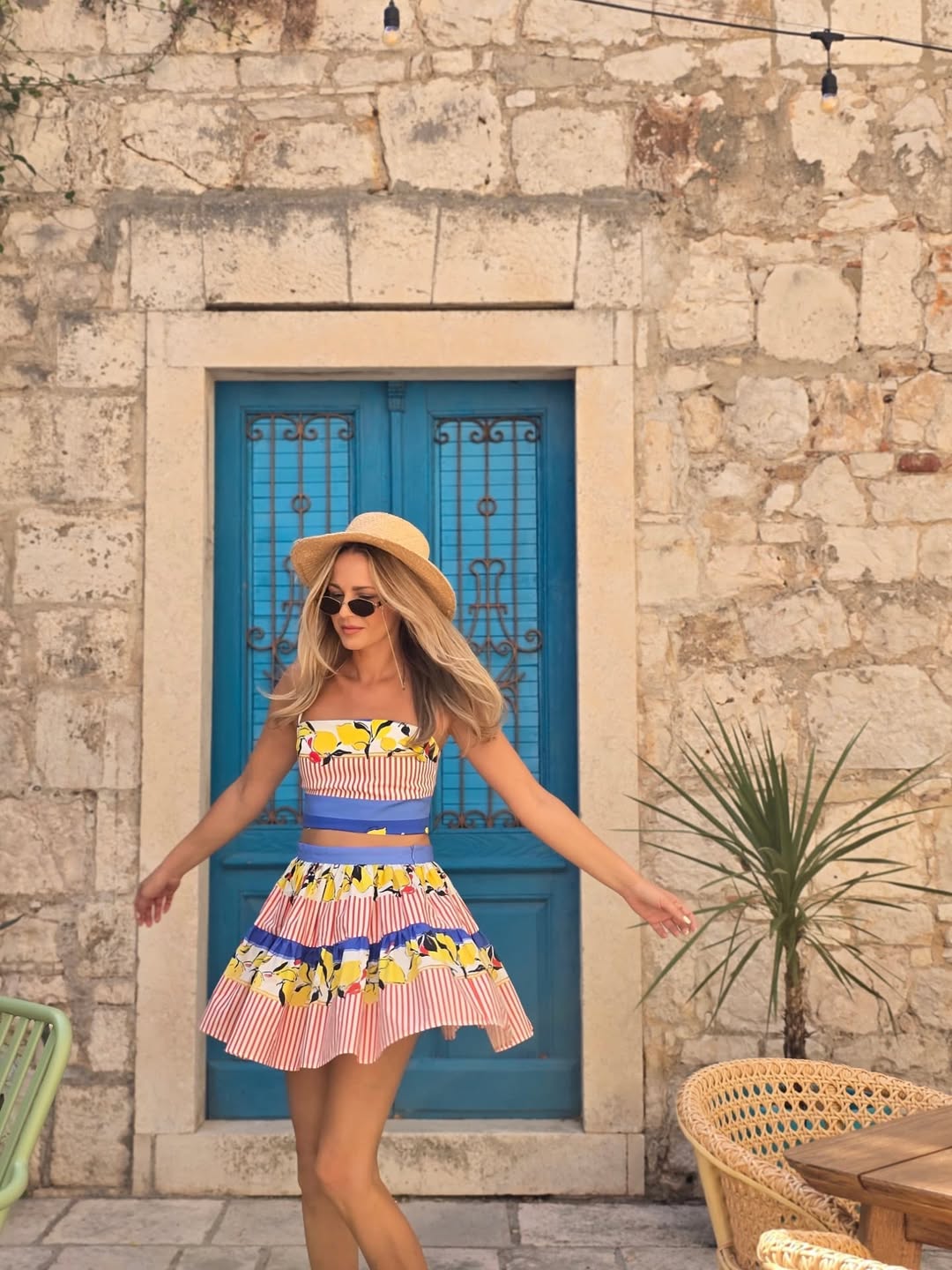 Lemont Stripe Print Top & Skirt Coord Set