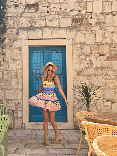 Lemont Stripe Print Top & Skirt Coord Set