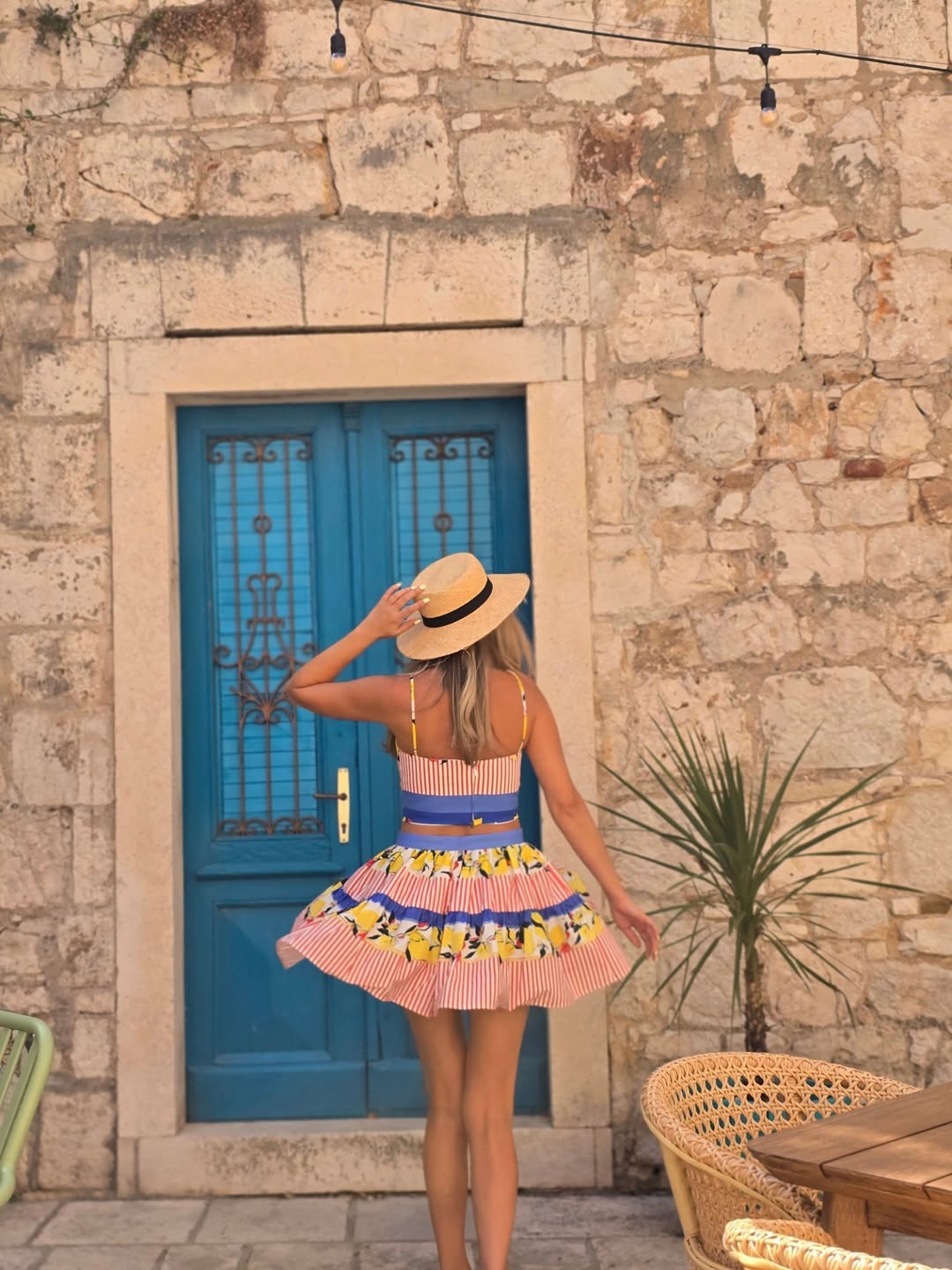 Lemont Stripe Print Top & Skirt Coord Set