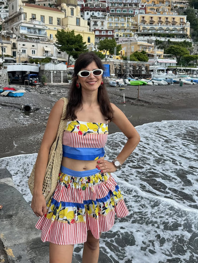 Lemont Stripe Print Top & Skirt Coord Set