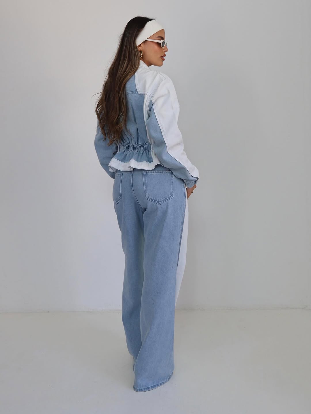 Patch Detailed Denim Jacket & Denim Pants Coord Set