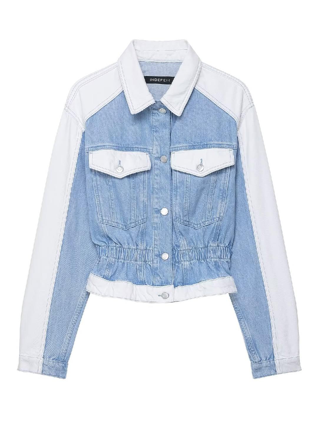 Patch Detailed Denim Jacket & Denim Pants Coord Set