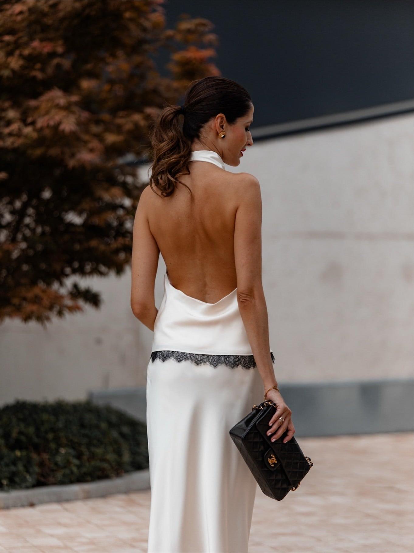 Satin Halterneck Top With Lace & Skirt Coord Set