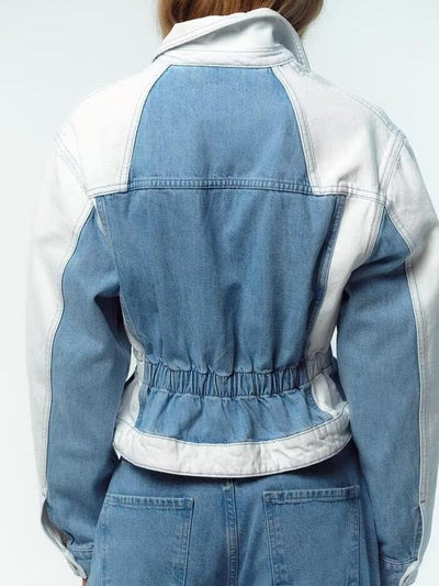 Patch Detailed Denim Jacket & Denim Pants Coord Set