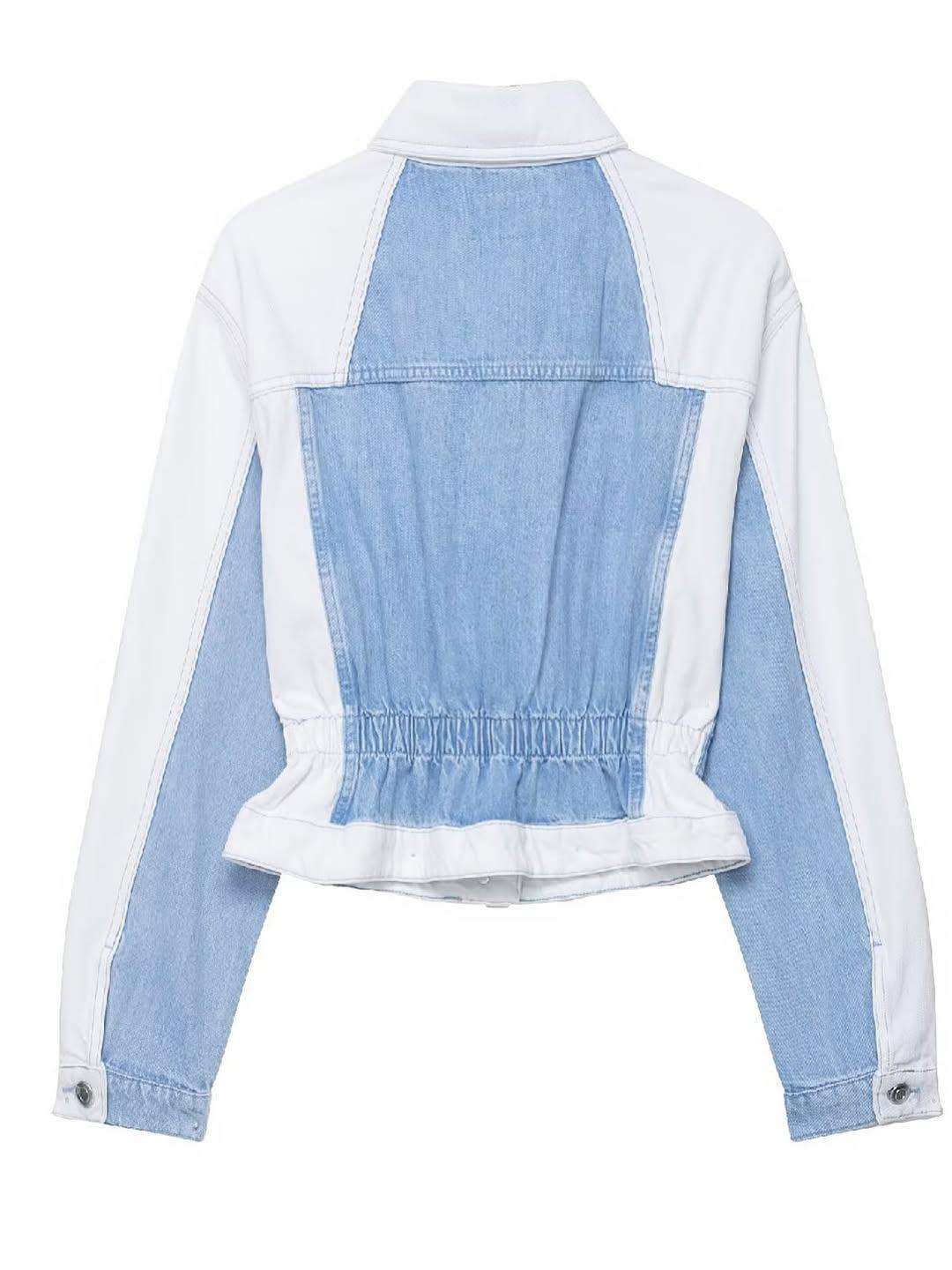 Patch Detailed Denim Jacket & Denim Pants Coord Set