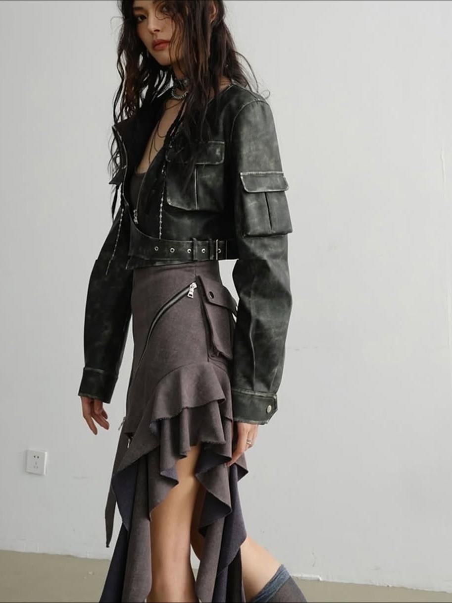 Irregular Asymmetric Cut Zipper Vest Dress