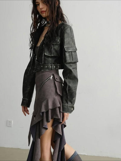 Irregular Asymmetric Cut Zipper Vest Dress