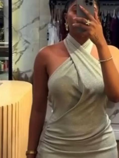 Shimmer Halterneck Ruched Maxi Dress