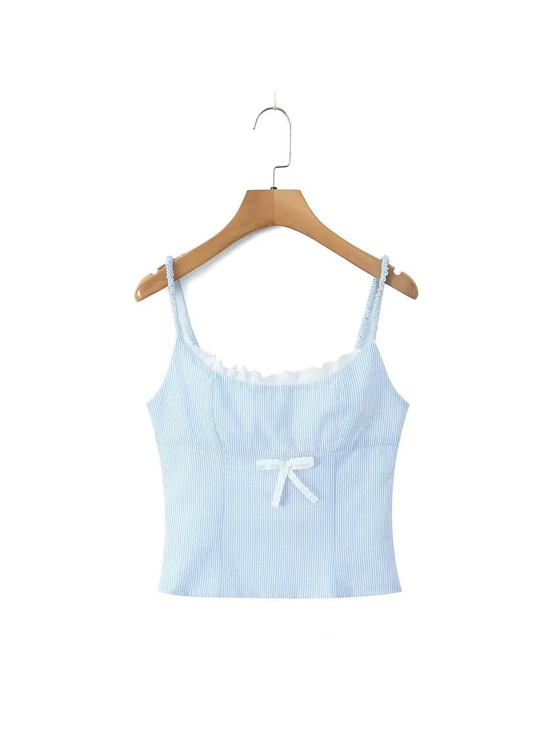 Striped Lace Bow Cami Top & Tied Skort Skirt Coord Set