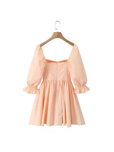 Puff Sleeves Short Flare Dress