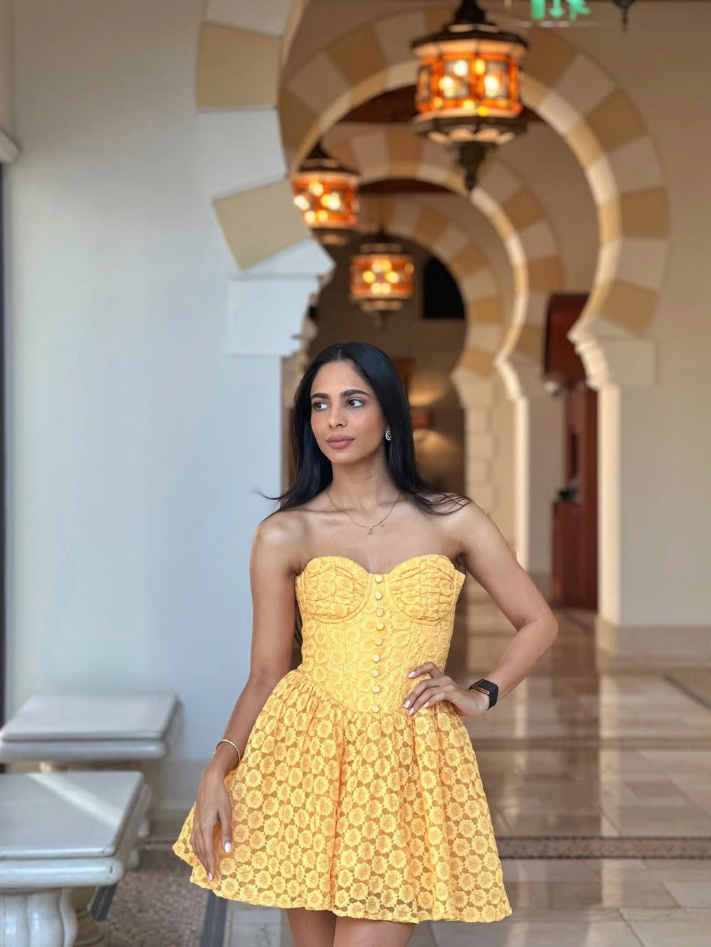 Boning Corset Lace Fit & Flare Short Dress