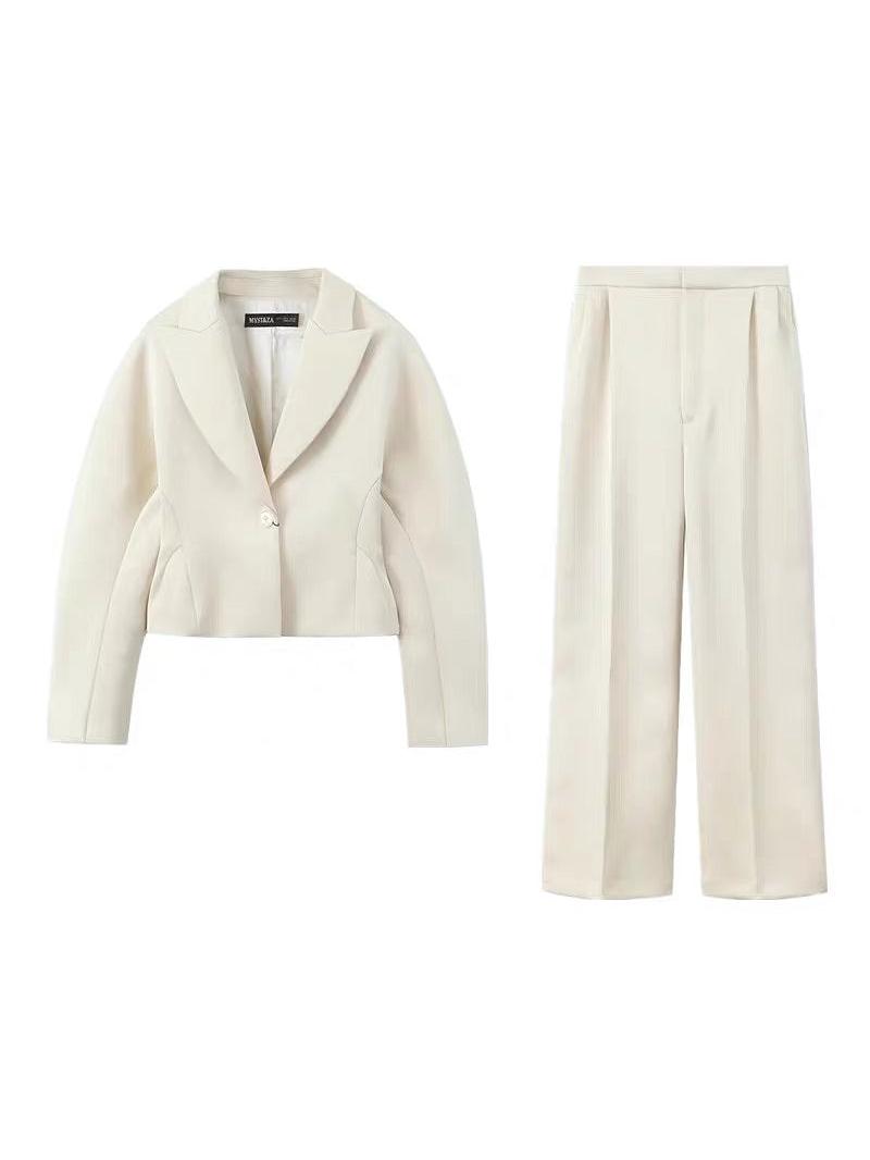 Crop Blazer & Wide Leg Pants Coord Set