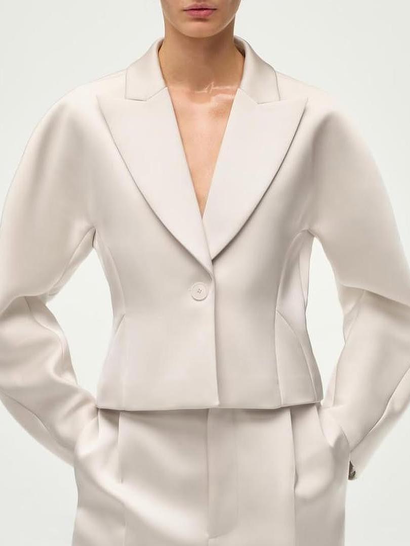 Crop Blazer & Wide Leg Pants Coord Set