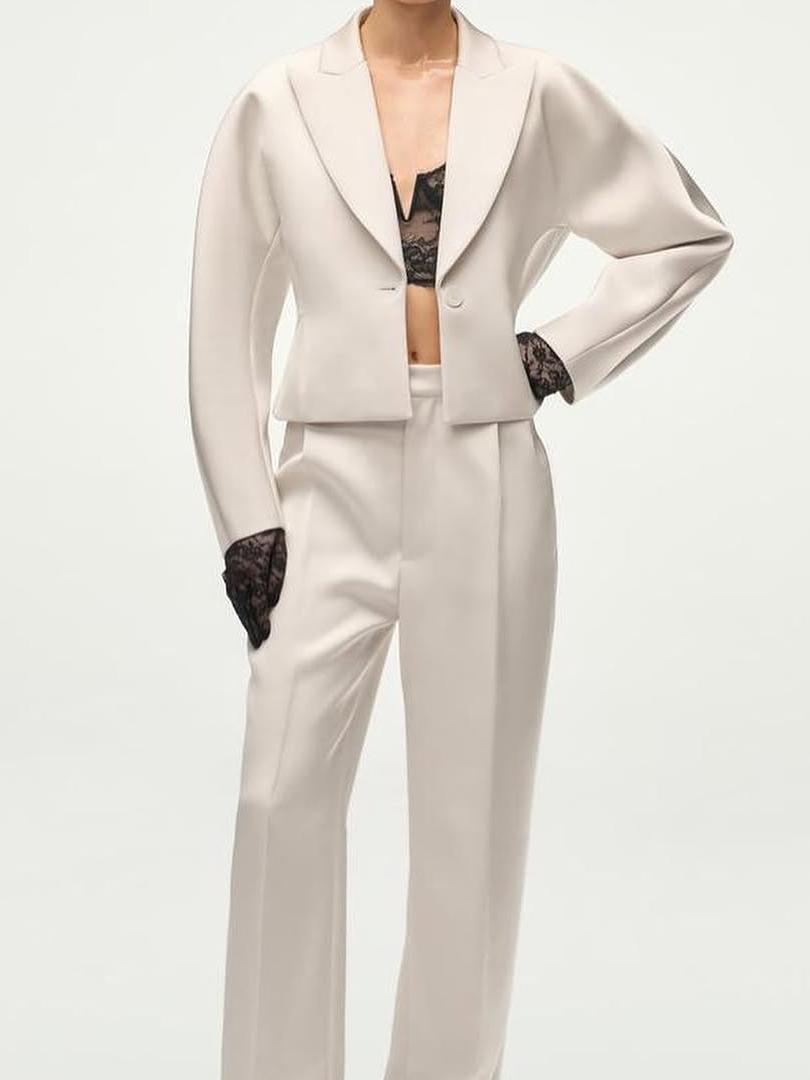 Crop Blazer & Wide Leg Pants Coord Set