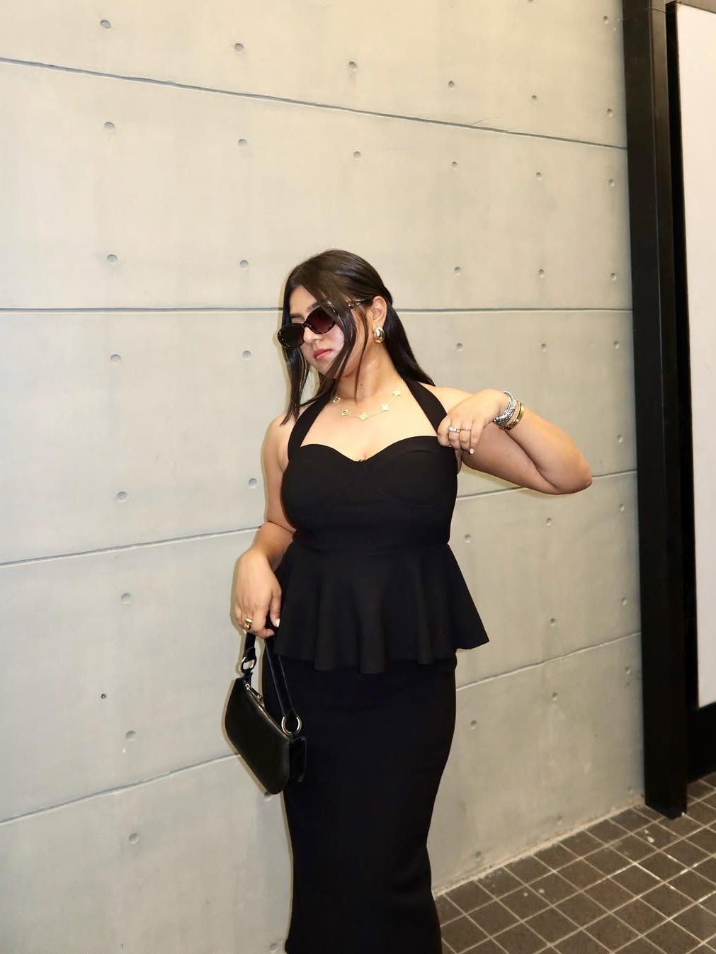 Halterneck Ruffle Split Dress