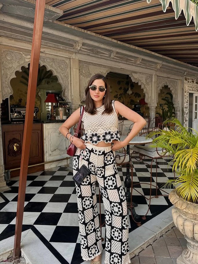 Erica Crochet Sleeveless Top and Pant Coord Set