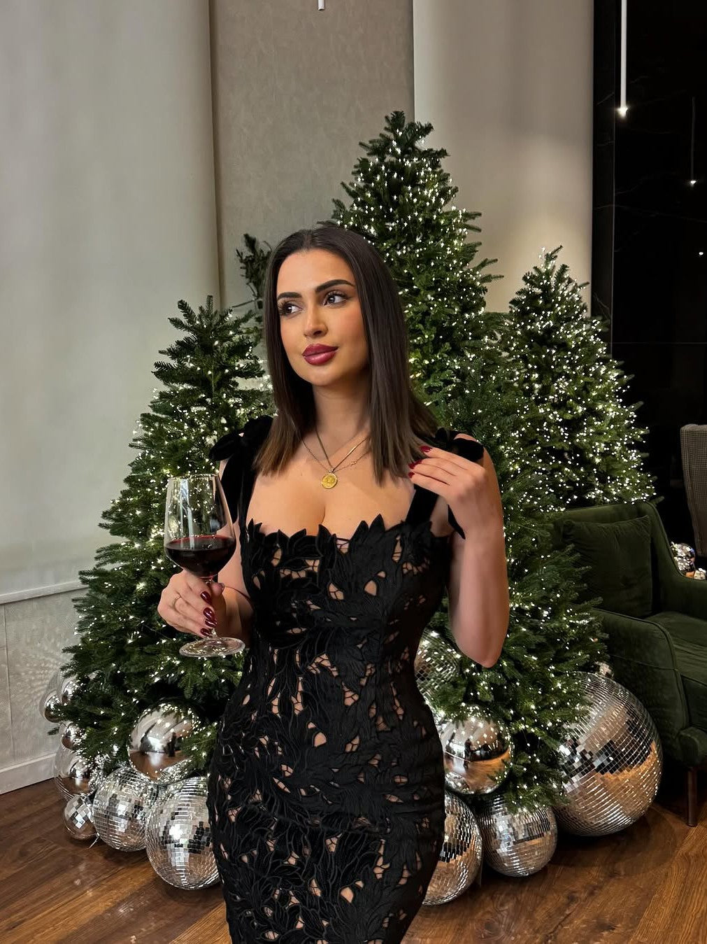 Bow Tied Strap Floral Cutout Slit Maxi Dress