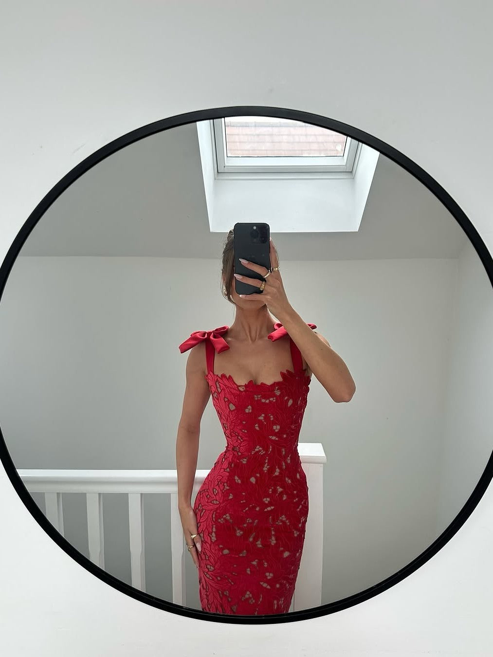 Bow Tied Strap Floral Cutout Slit Maxi Dress