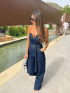 Sweetheart Neck Tube Denim Jumpsuit With Belt