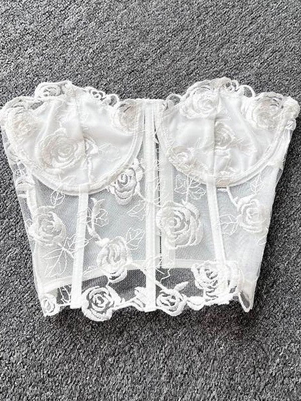 Rose Lace Corset Tube Top