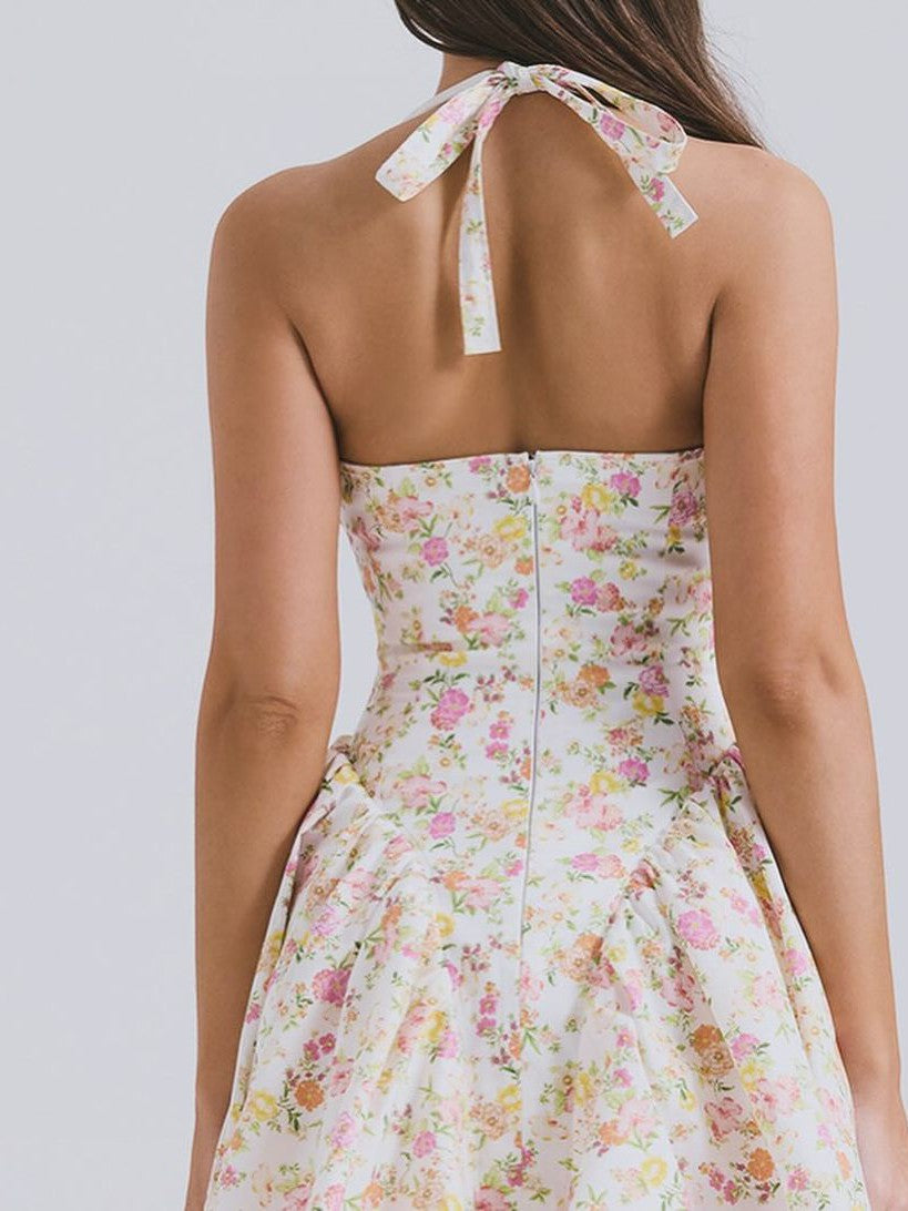 Halterneck Ruffle Short Dress