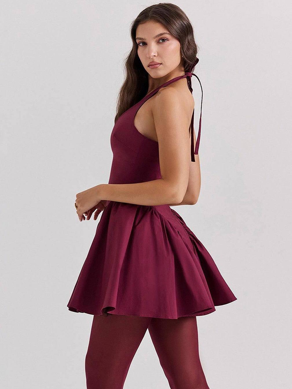 Halterneck Ruffle Short Dress
