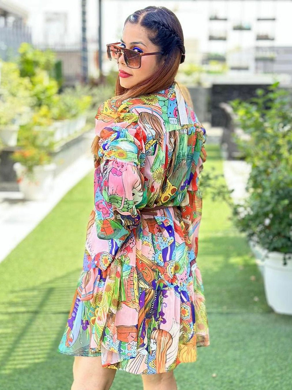 Abstract Printed Short Dress