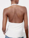 Halterneck Backless Bow Sequins Cutout Top