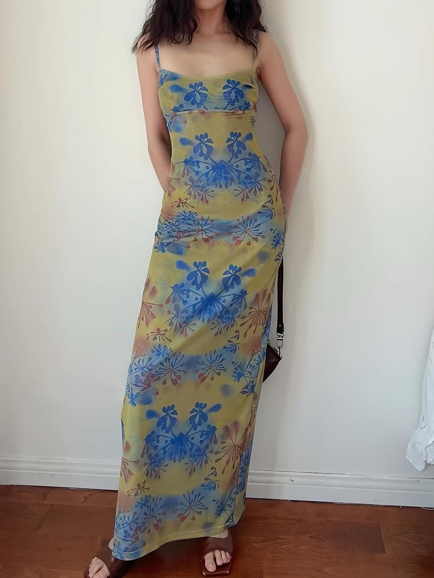 Spagetti Strap Maxi Floral Dress