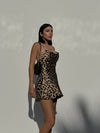 Animal Print Cowl Neck Short Dress