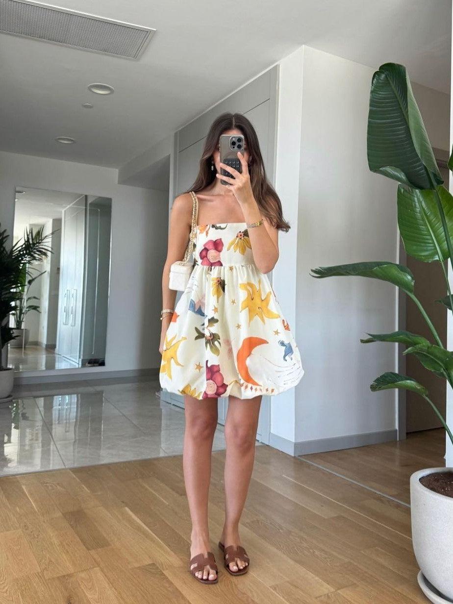 Siya Spagetti Strap Floral Short Dress