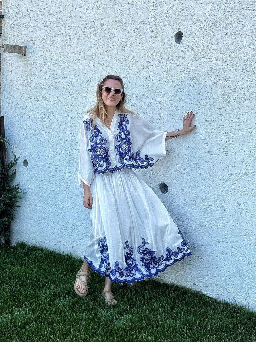 Embroidered Blouse & Skirt Coord Set