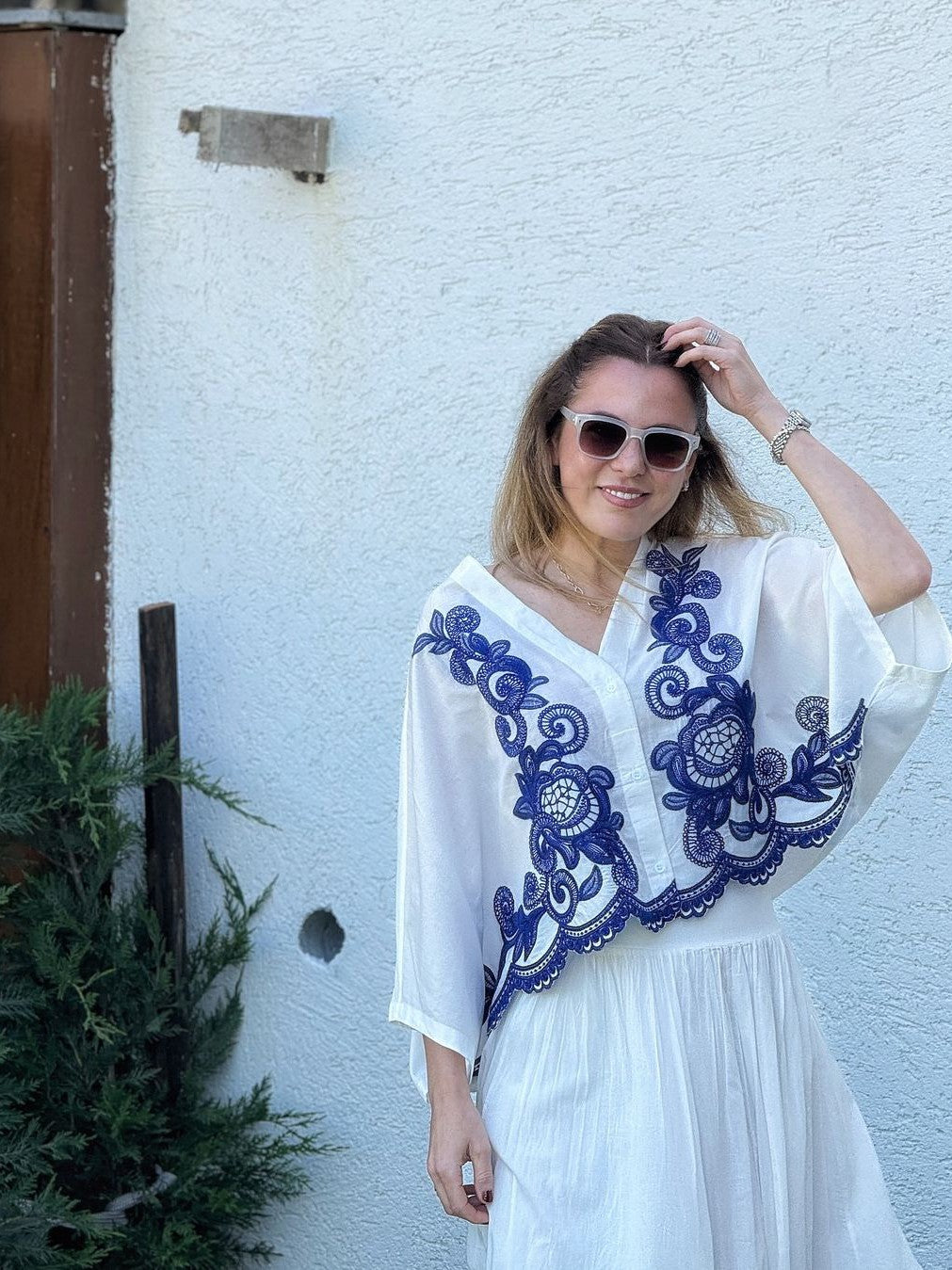 Embroidered Blouse & Skirt Coord Set