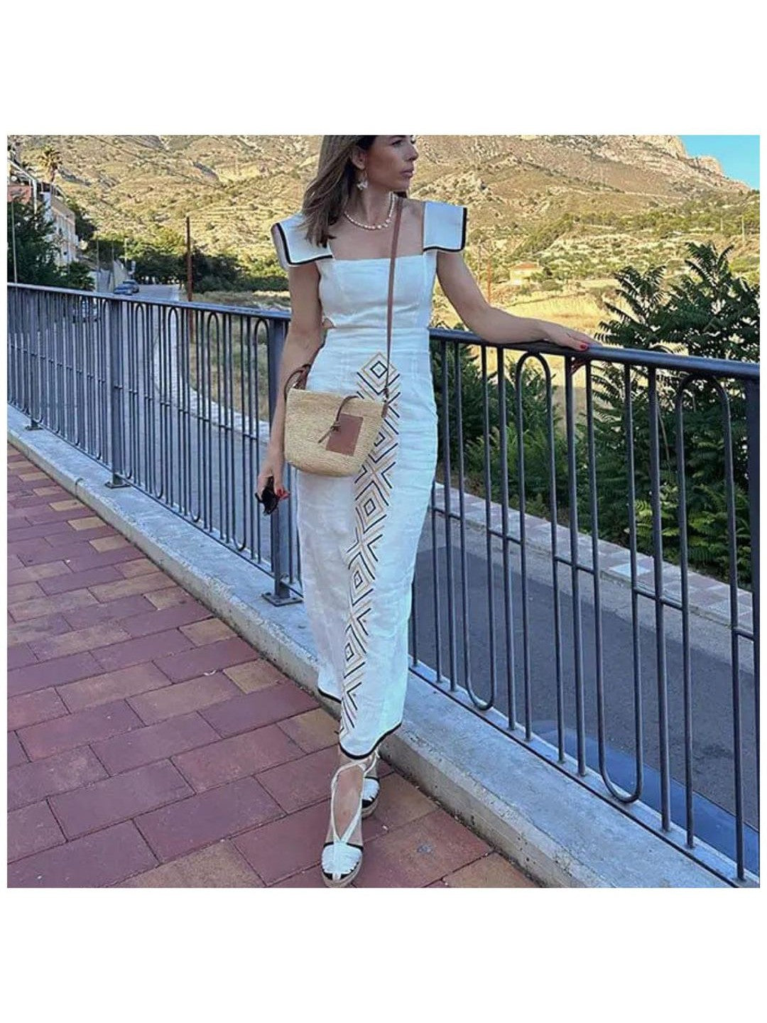 Shoulder Strap Maxi Printed Dress