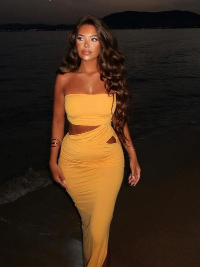 Hollow Out Tube CutOut Slit Dress