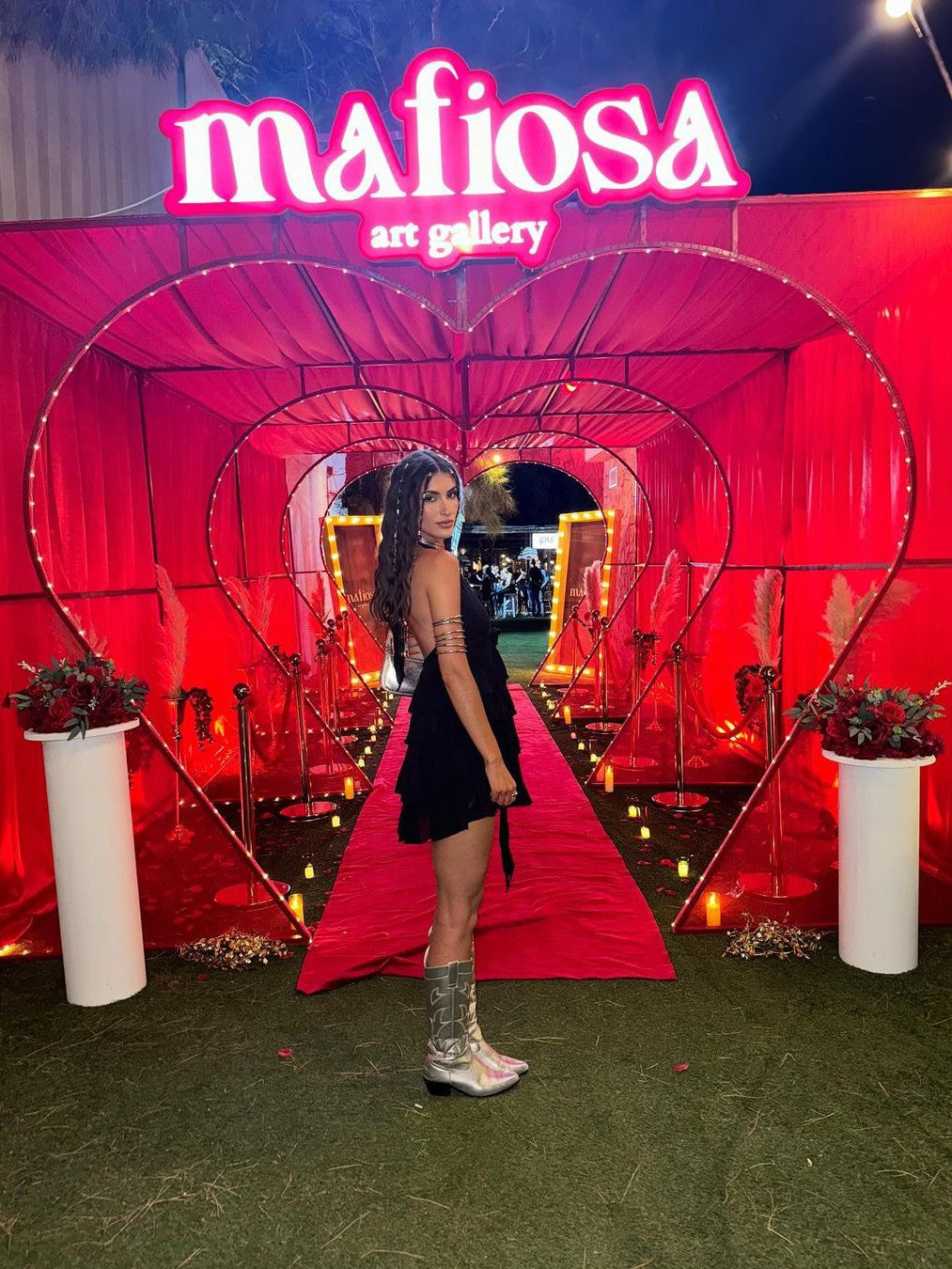 Tied Halterneck Deep V Neck Ruffle Short Dress