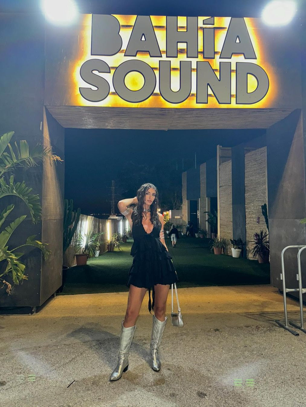 Tied Halterneck Deep V Neck Ruffle Short Dress