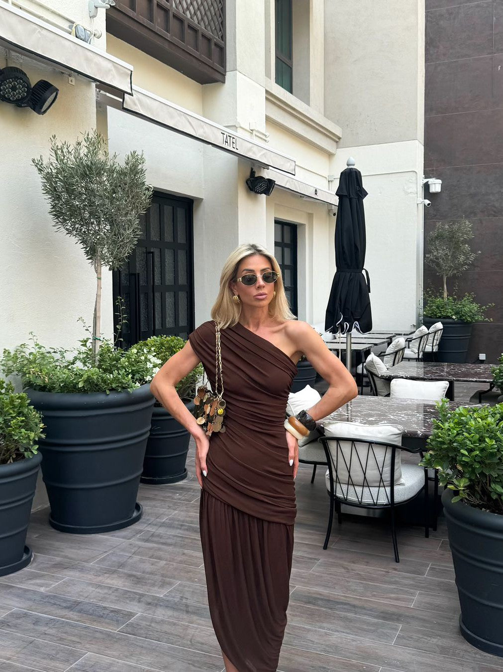 Asymmetric Draped One Shoulder Dress Asymmetric Draped One Shoulder Dress