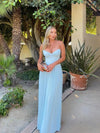 V Neck Bandeau Tube Pleated Maxi Dress