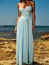 V Neck Bandeau Tube Pleated Maxi Dress