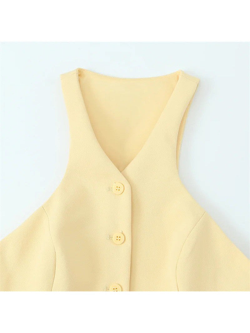 Sleevless Belted Vest Waist Coat & Pencil Skirt Coord Set