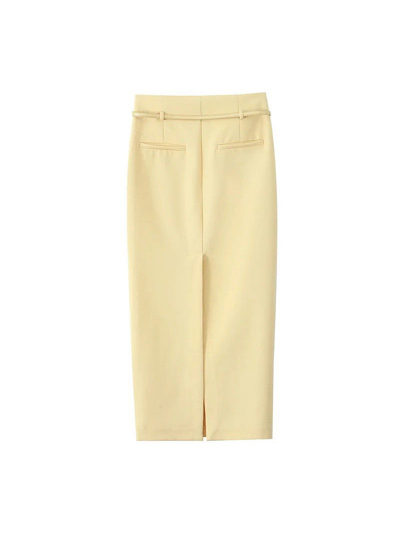 Sleevless Belted Vest Waist Coat & Pencil Skirt Coord Set