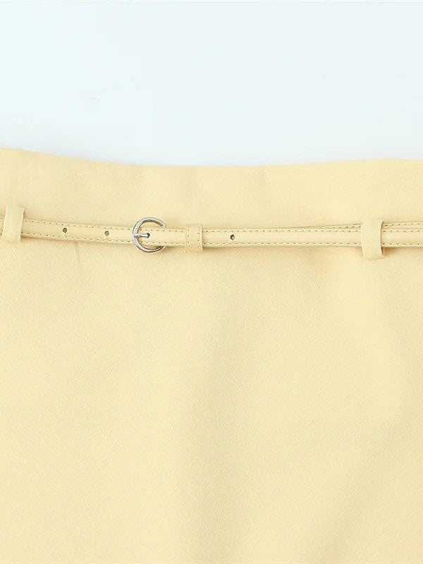 Sleevless Belted Vest Waist Coat & Pencil Skirt Coord Set