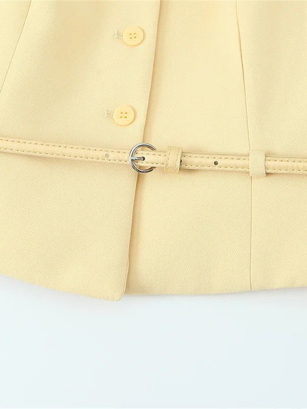 Sleevless Belted Vest Waist Coat & Pencil Skirt Coord Set