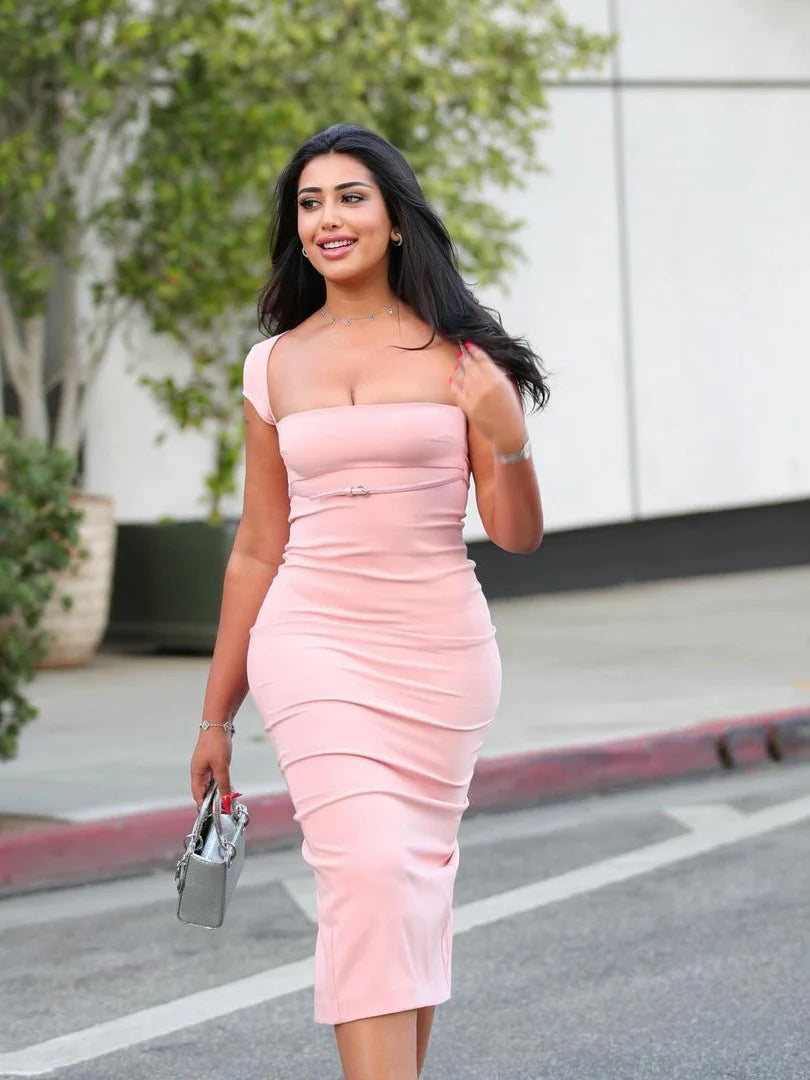 Araya Square Neck Midi Dress