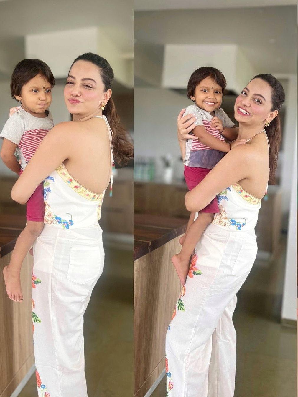 Printed Summer Deep Neck Top & Pants Coord Set