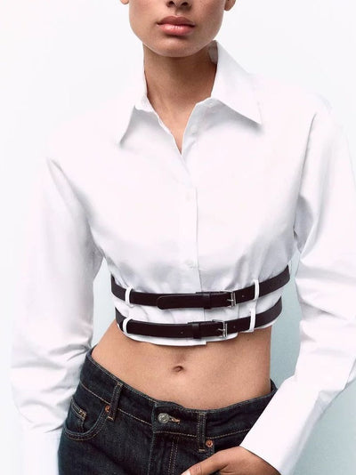 Double Belted Crop Shirt