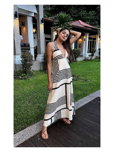 Printed Halterneck Maxi Dress