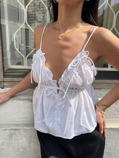 Tied Camisole Ruffle Top