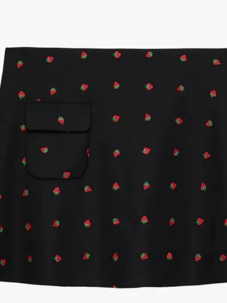 Strawberry Printed Blazer & Short Skirt Coord Set